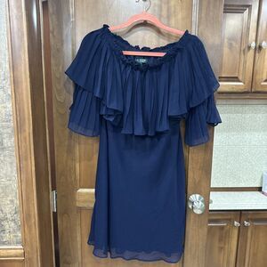 Lauren by Ralph Lauren Women's Off-The-Shoulder Dress  Size 2 Lighthouse Navy